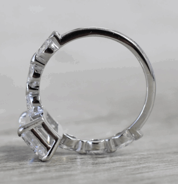 GIA Certified 2.07 CT D VVS2 Lab Grown Emerald Cut Diamond Engagement Ring - Image 3